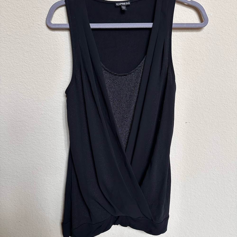 Express Black Wrap Tank Top